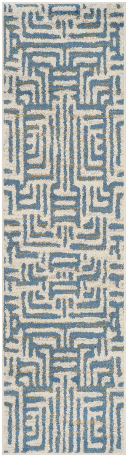 Safavieh Modern Abstract Indoor Woven Area Rug, Amsterdam Collection, AMS106, in Ivory & Light Blue, 69 X 244 cm - 
