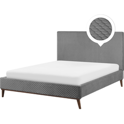 BAYONNE  - Tweepersoonsbed - Lichtgrijs - 160 x 200 cm - Fluweel
