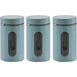 Zeller Voorraadpot venster - 4x - eucalyptus groen - 900ml - H18 cm - Voorraadblikken