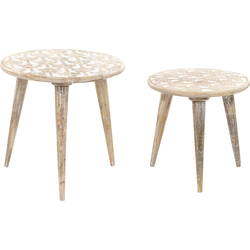 HURSI - Bijzettafel set - Lichte houtkleur - Mangohout