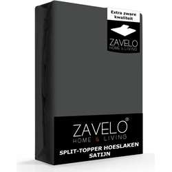 Zavelo Splittopper Hoeslaken Satijn Antraciet-Lits-jumeaux (180x200 cm)