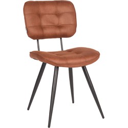 LABEL51 Eetkamerstoel Gus - Cognac - Microfiber - Black Frame