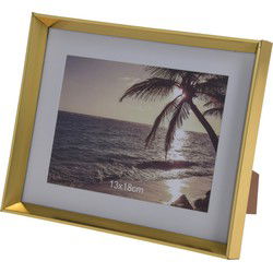 Fotolijst - goudkleurig - kunststof - voor fotoformaat 13 x 18 cm - Fotolijsten