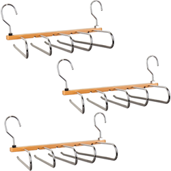 Nordix Kledinghangers - Broekhanger - Broekenhanger - Ruimtebesparend - 5 Delen - Verticaal - Hout - 3 stuks