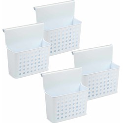 4x Badkamer/keuken hangmandjes/organizers wit/lichtblauw 26 cm - Opbergmanden