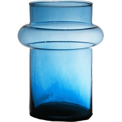 Hakbijl Glass Bloemenvaas Luna - transparant blauw - eco glas - D15 x H20 cm - cilinder vaas - Vazen