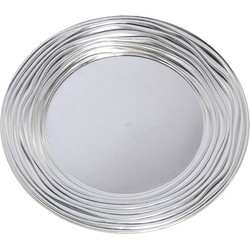 Ronde diner onderborden/kaarsenbord/plateau glimmend zilver van 33 cm - Kaarsenplateaus
