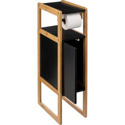 Toiletrolhouder Natureo met Reserverolhouder 33x20x80cm - Zwart/Bruin