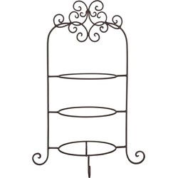 Clayre & Eef Etagère voor 3 borden  36x28x54 cm Bruin Ijzer Rond Taartplateau op voet
