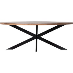 Eettafel Ovaal - Hout - Metaal - 200x100x77cm - Kim - Giga Meubel