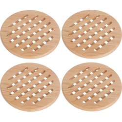 Set van 4x stuks ronde pannen onderzetters van hout 19 cm - Panonderzetters