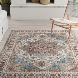 Vercai Rugs Fenix Collectie - Laagpolig Vloerkleed - Modern Tapijt met Vintage Ontwerp - Chenille - Blauw - 80x150 cm