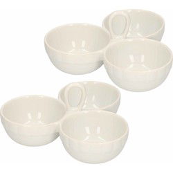 Alpina Snackschaaltje - Set van 2x stuks - 3-vaks - porselein - 20 cm - Snack en tapasschalen