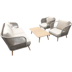 Swallow loungeset taupe/lichtbruin/acacia incl. royal stone zand kussens