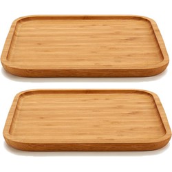 2x stuks bamboe houten broodplanken/serveerplanken vierkant 25 cm - Serveerplanken