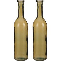 Mica Decorations Vaas - Set van 2x stuks - fles - Rioja - amber - glas - 18 x 75 cm - Vazen