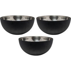Svenska Living Salade/voedsel serveer schaal - 3x - zwart - 23 x 11 cm - Saladeschalen