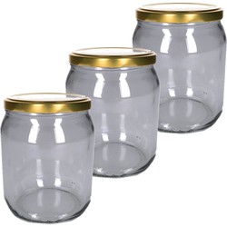 Set van 10x stuks luchtdichte weckpotten/jampotten transparant glas 540 ml - Weckpotten
