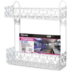 Badkamerrekje - wit - metaal - 30x10x34 cm - 2 lagen doucherek - Douche- en badrekjes