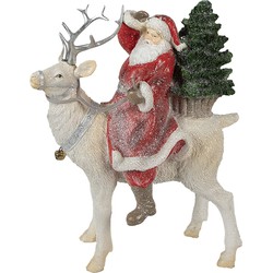 Clayre & Eef Beeld Kerstman 26 cm Rood Wit Polyresin Kerstfiguren