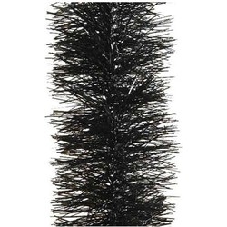 Kerst lametta guirlandes zwart 10 cm breed x 270 cm kerstboom versiering/decoratie - Kerstslingers
