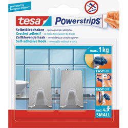 Tesa Powerstrips Haken - 2x - Metaal - Small – Verwijderbaar - Handdoekhaakjes