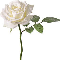 Top Art Kunstbloem Roos de luxe - wit - 30 cm - kunststof steel - decoratie - Kunstbloemen