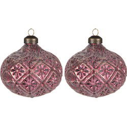 Clayre & Eef Kerstbal Set van 2 Ø 10 cm Rood Glas