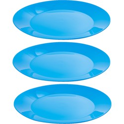 24x ontbijt/diner bordjes van hard kunststof 21 cm in het blauw - Campingborden