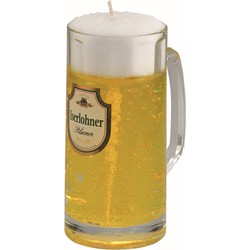 Bierglas gadget/kado Bierkaars - Duits bier - 15 cm - Vaderdag/verjaardag - figuurkaarsen