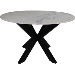 Eettafel rond marmer - 120x76 - Wit/zwart - Marmer/metaal