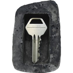 Sleutel opberg steen - grijs - polystone - 8 x 5 x 4 cm - buiten - Tuinbeelden