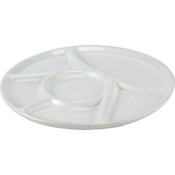 Vakjesbord - wit - 23 cm - 6 vakjes - fondue/gourmet/bbq bord - Gourmetborden