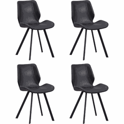 Set van 4 Eetkamerstoelen Industrieel Zwart Kunstleer Barry - Zonder Armleuningen