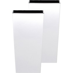 Prosperplast Bloempot Urbi - 2x - wit - kunststof - 32 x 32 x 61 cm - Plantenpotten