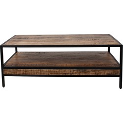 Clayre & Eef Salontafel  110x55x40 cm Bruin Zwart Hout Ijzer Bijzettafel