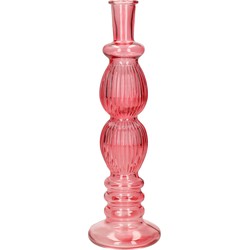 Ideas 4 Seasons Bloemenvaas Florence - koraal rood glas - ribbel - D9 x H28 cm - Vazen