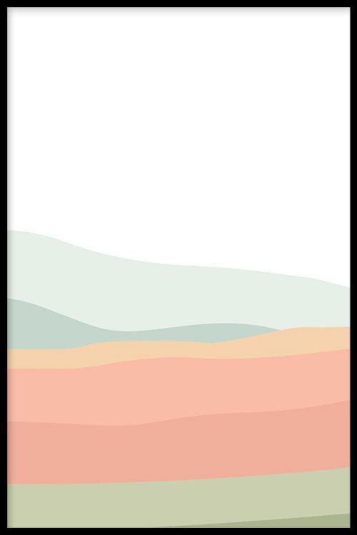 Pastel Landscape I - Walljar - Wanddecoratie - Poster met lijst - 