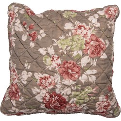 Clayre & Eef Kussenhoes  50x50 cm Bruin Polyester Vierkant Bloemen Sierkussenhoes