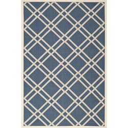 Safavieh Trellis Indoor/Outdoor Geweven Gebiedsdeken, Courtyard collectie, CY6923, in Navy & Beige, 201 X 290 cm