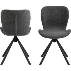 Eetkamerstoel Draaibaar - Stof Antraciet - Zitdiepte 40cm - Zaria - Set van 2