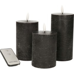 Anna's Collection LED Stompkaarsen met afstandsbediening - 3x - zwart - LED kaarsen