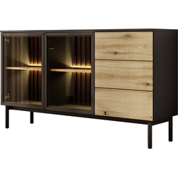 Meubella Dressoir Ludwig - Zwart - Eiken - 150 cm