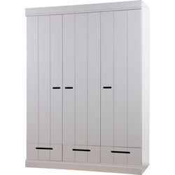 WOOOD Connect Kast 3-Deurs met Lade - Grenen - Betongrijs - 195x140x53