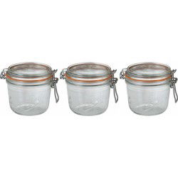 12x stuks luchtdichte weckpotten transparant glas 500 ml - Weckpotten