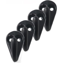 8x Zwarte garderobe haakjes / jashaken / kapstokhaakjes aluminium enkele haak 3,6 x 1,9 cm - Kapstokhaken