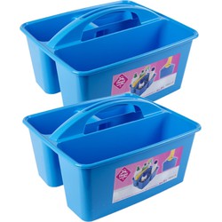 2x stuks blauwe opbergbox/opbergdoos mand met handvat 6 liter kunststof - Opbergbox