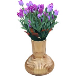 Bloemenvaas Royal Wave - transparant glas - lichtbruin - D20 x H22 cm - vaas - Vazen