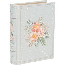 Clayre & Eef Opbergdoos Boeken 17x14x5 cm Blauw Roze Karton Rechthoek Bloemen