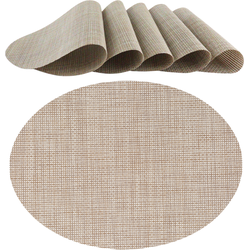 OTIX Placemats - Set van 6 - Kunststof - Ovaal - Beige - Onderleggers - 48x35cm